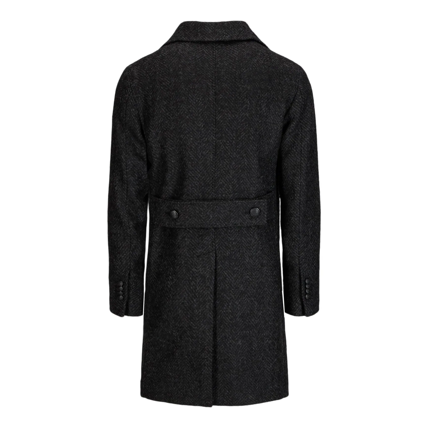 Arden DB Herringbone Wool Coat Black
