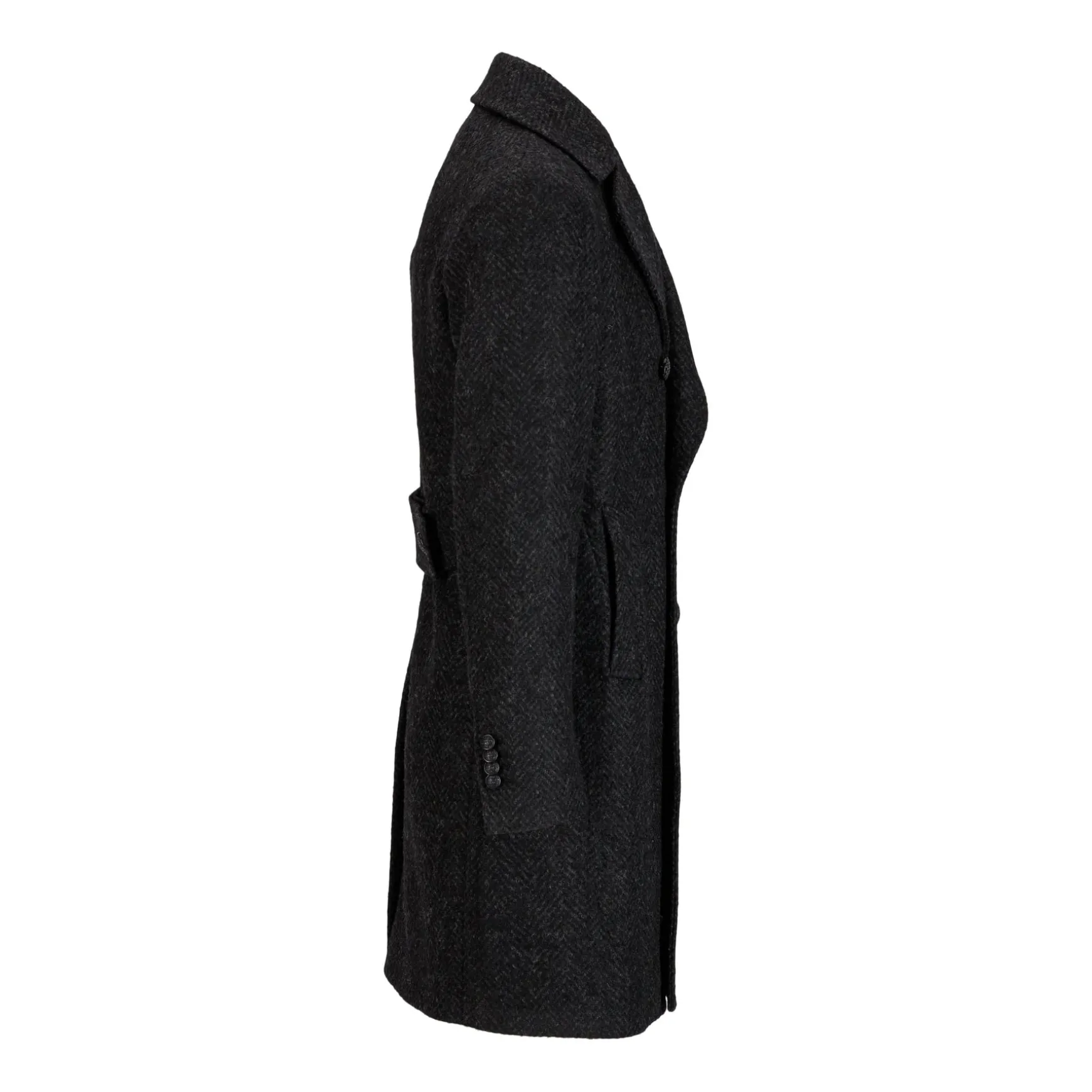 Arden DB Herringbone Wool Coat Black