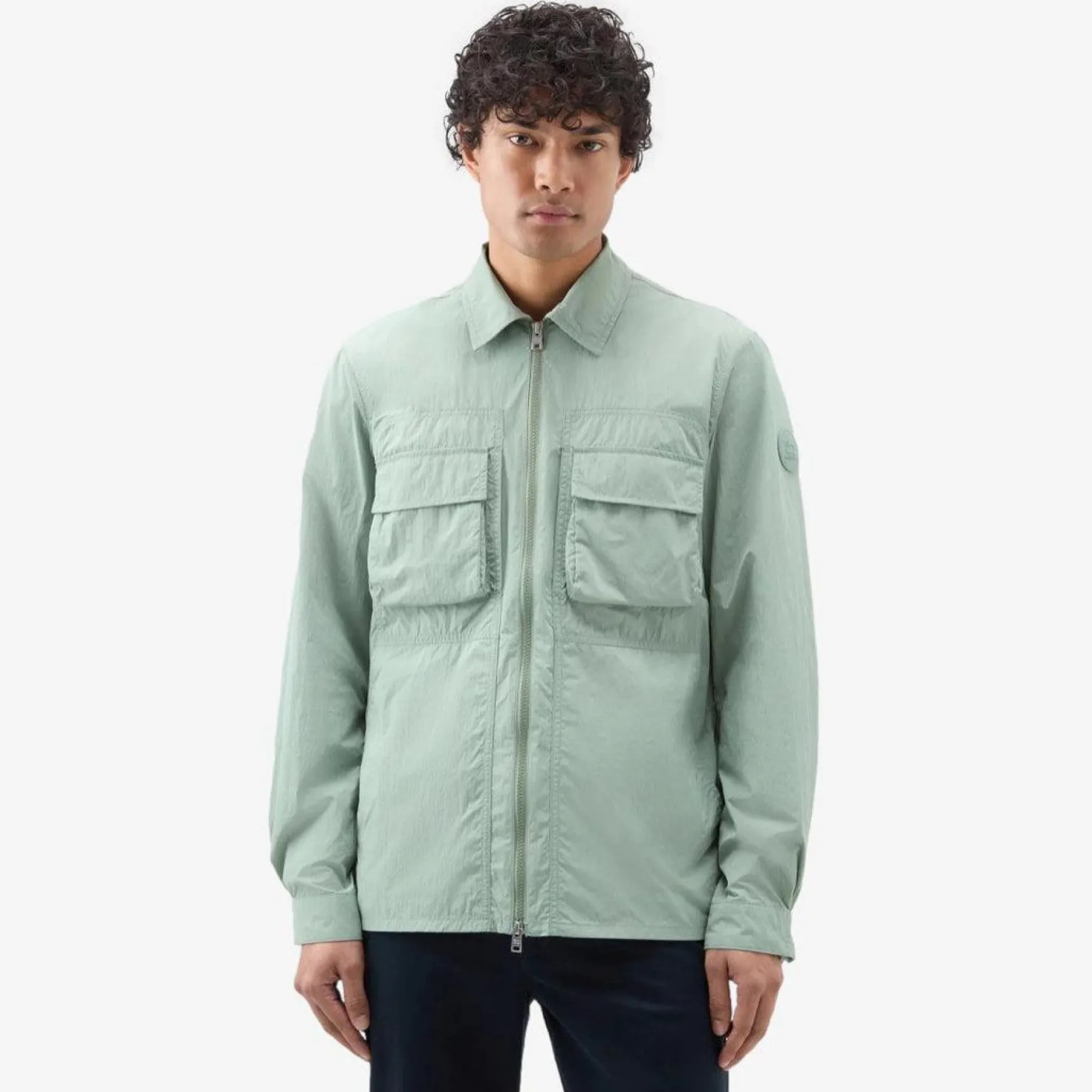 Crinckle Overshirt Sage Green