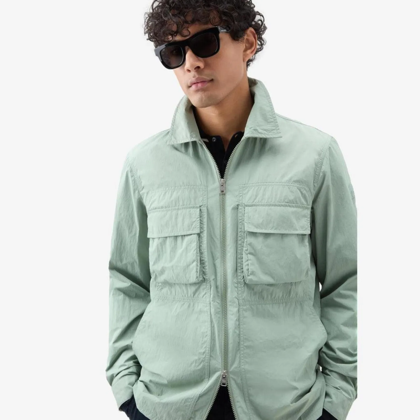 Crinckle Overshirt Sage Green