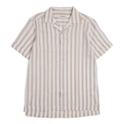 Cuba Linen Shirt Beige Stripe
