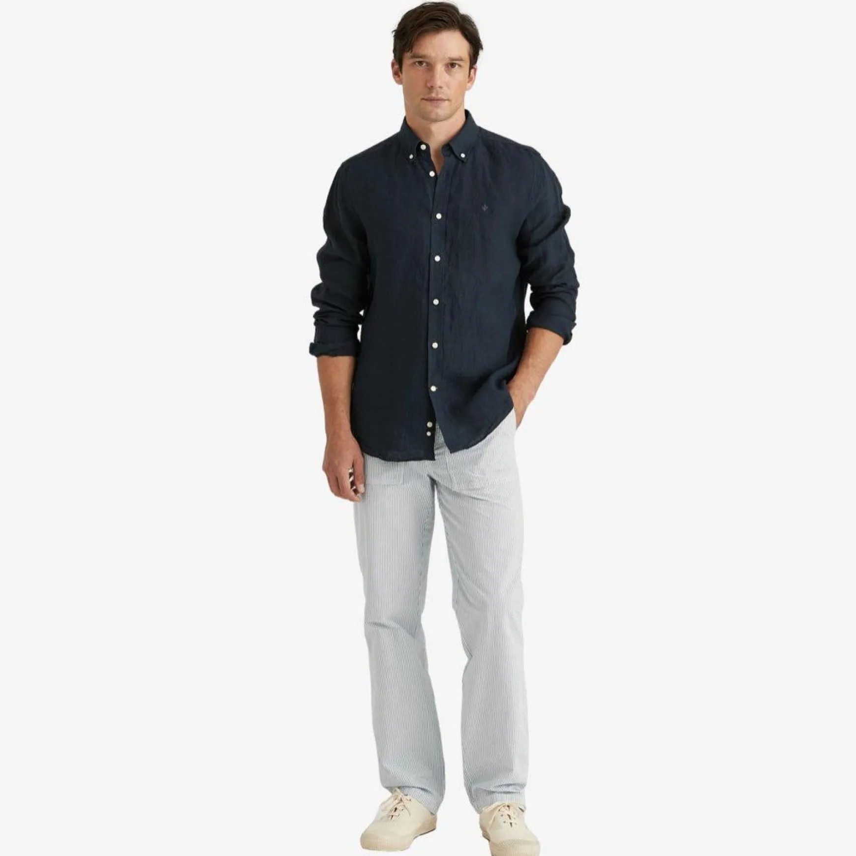 Douglas Linen Shirt Navy