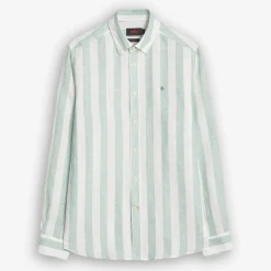 Douglas Striped Linen Shirt Light Green