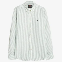 Douglas Striped Linen Shirt Green