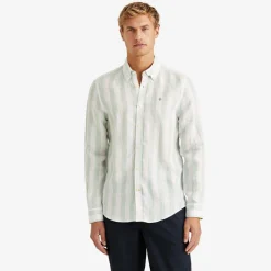 Douglas Striped Linen Shirt Light Green