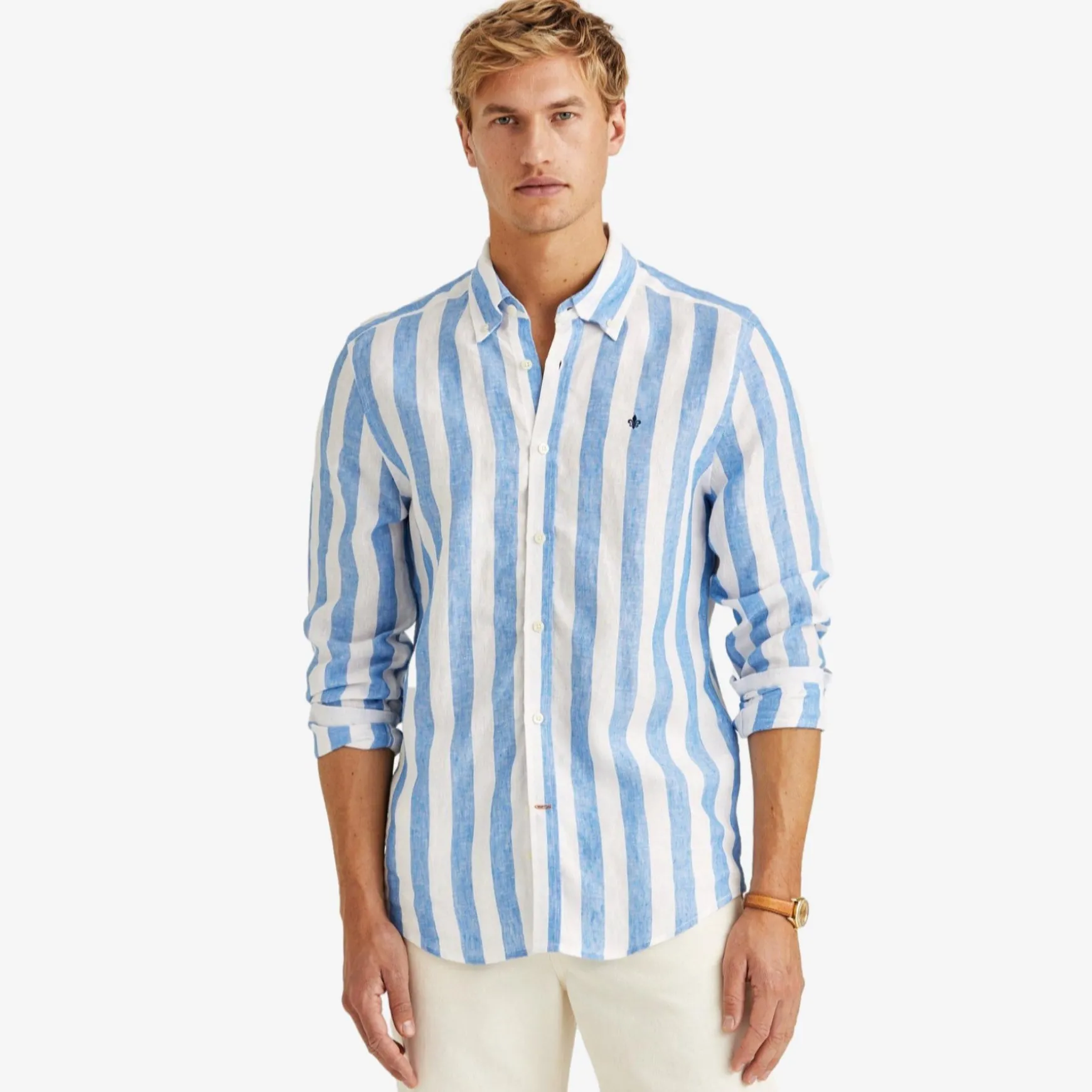 Douglas Striped Linen Shirt Blue