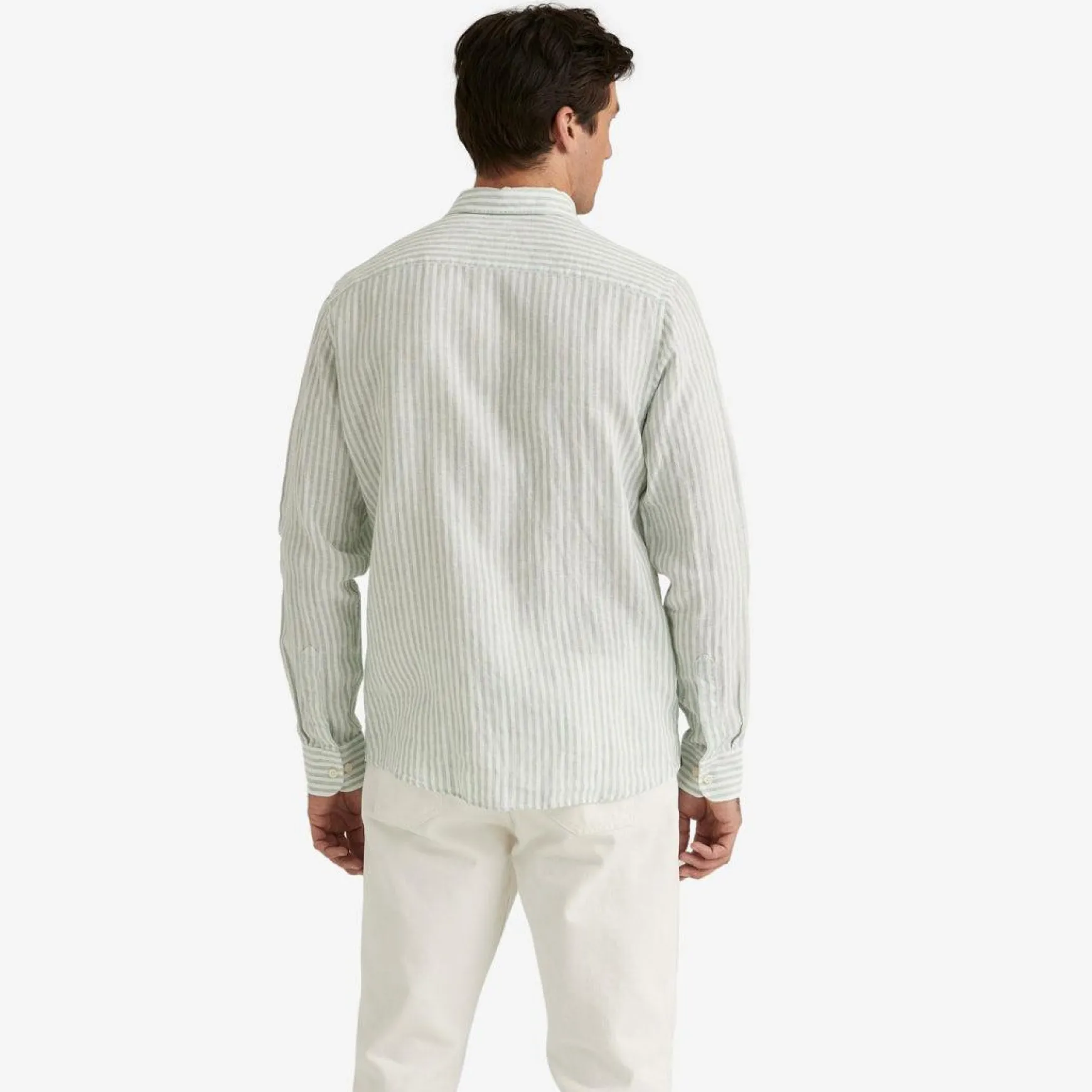 Douglas Striped Linen Shirt Green