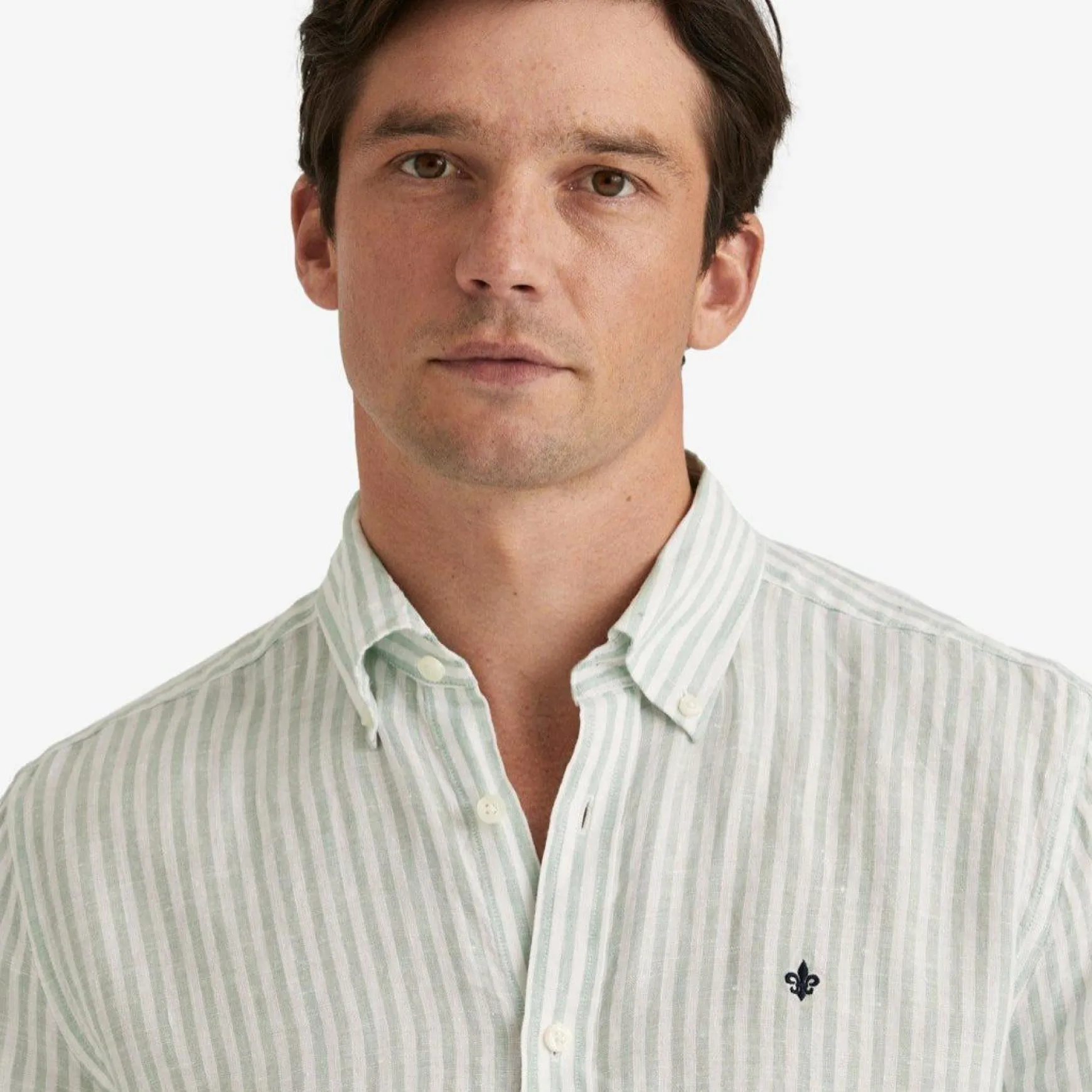 Douglas Striped Linen Shirt Green