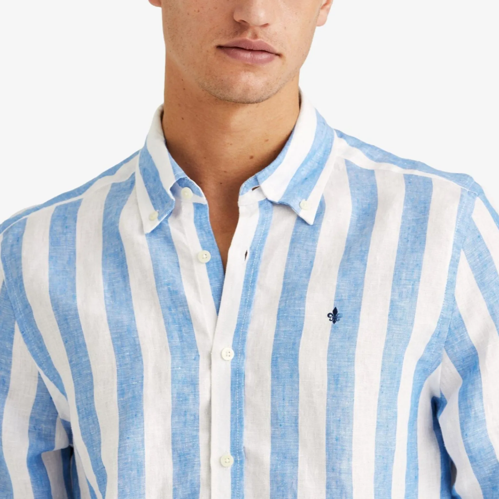Douglas Striped Linen Shirt Blue