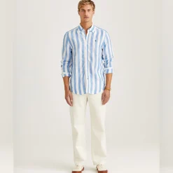 Douglas Striped Linen Shirt Blue