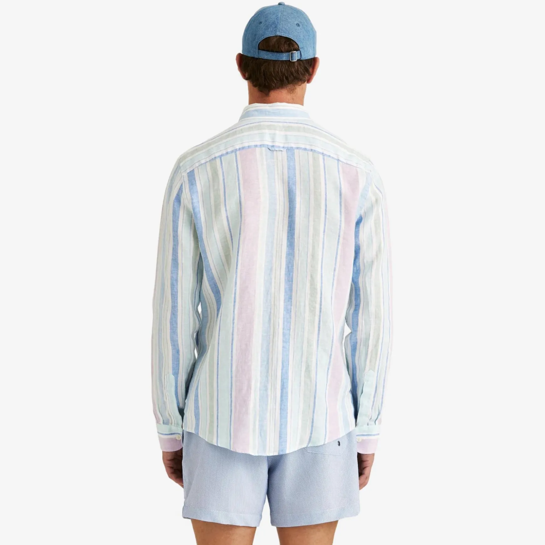 Happy Linen Stripe Shirt Turquoise