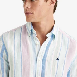 Happy Linen Stripe Shirt Turquoise