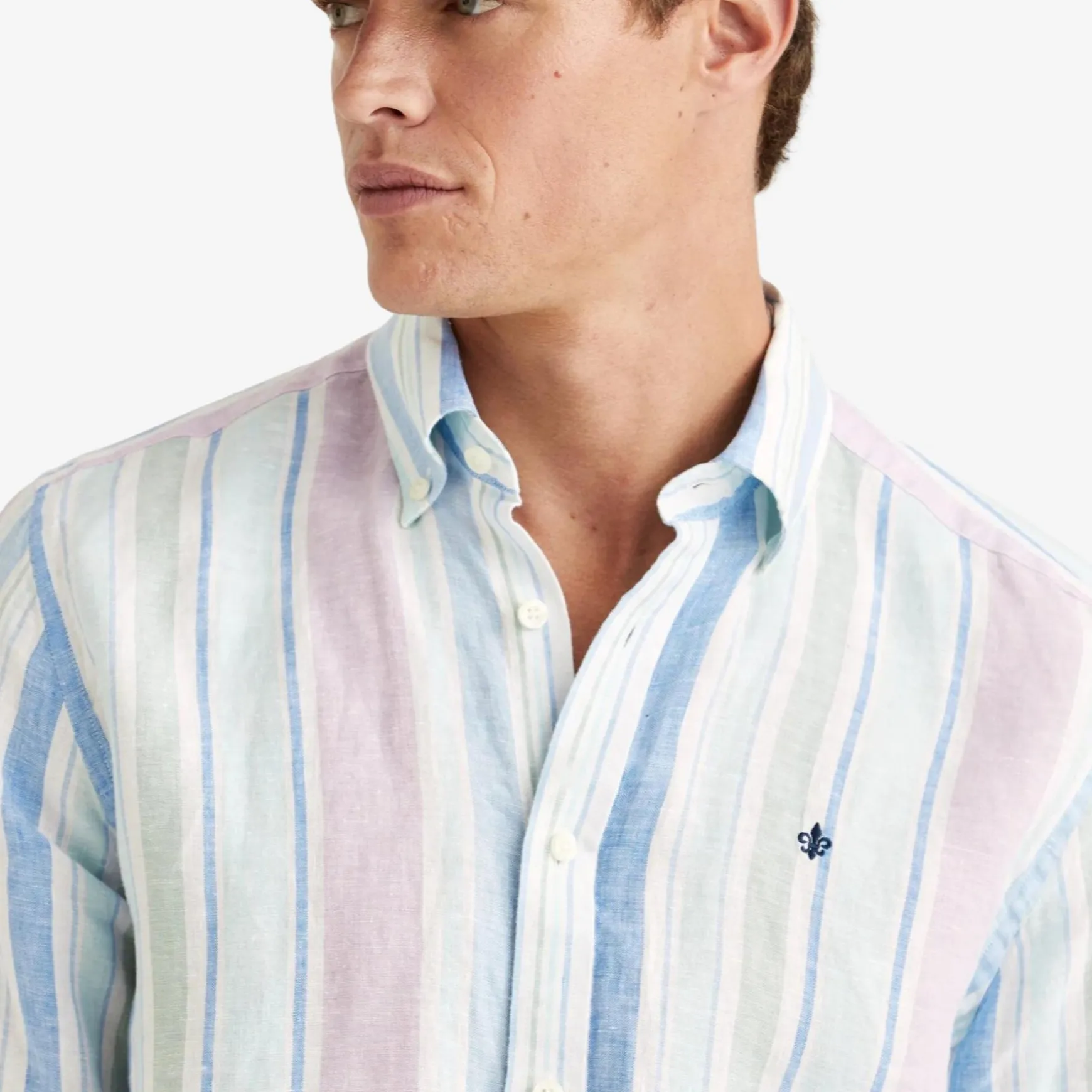 Happy Linen Stripe Shirt Turquoise