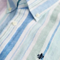 Happy Linen Stripe Shirt Turquoise