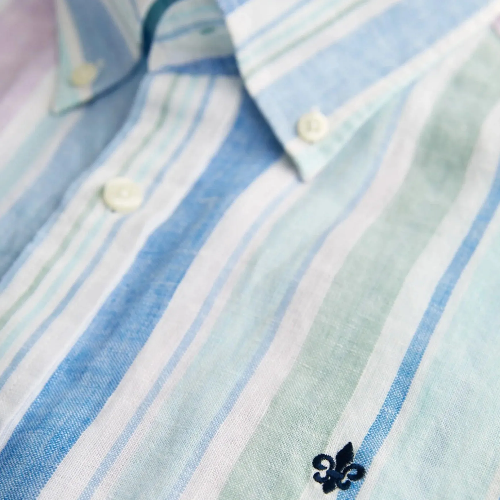 Happy Linen Stripe Shirt Turquoise