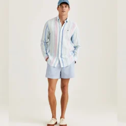 Happy Linen Stripe Shirt Turquoise