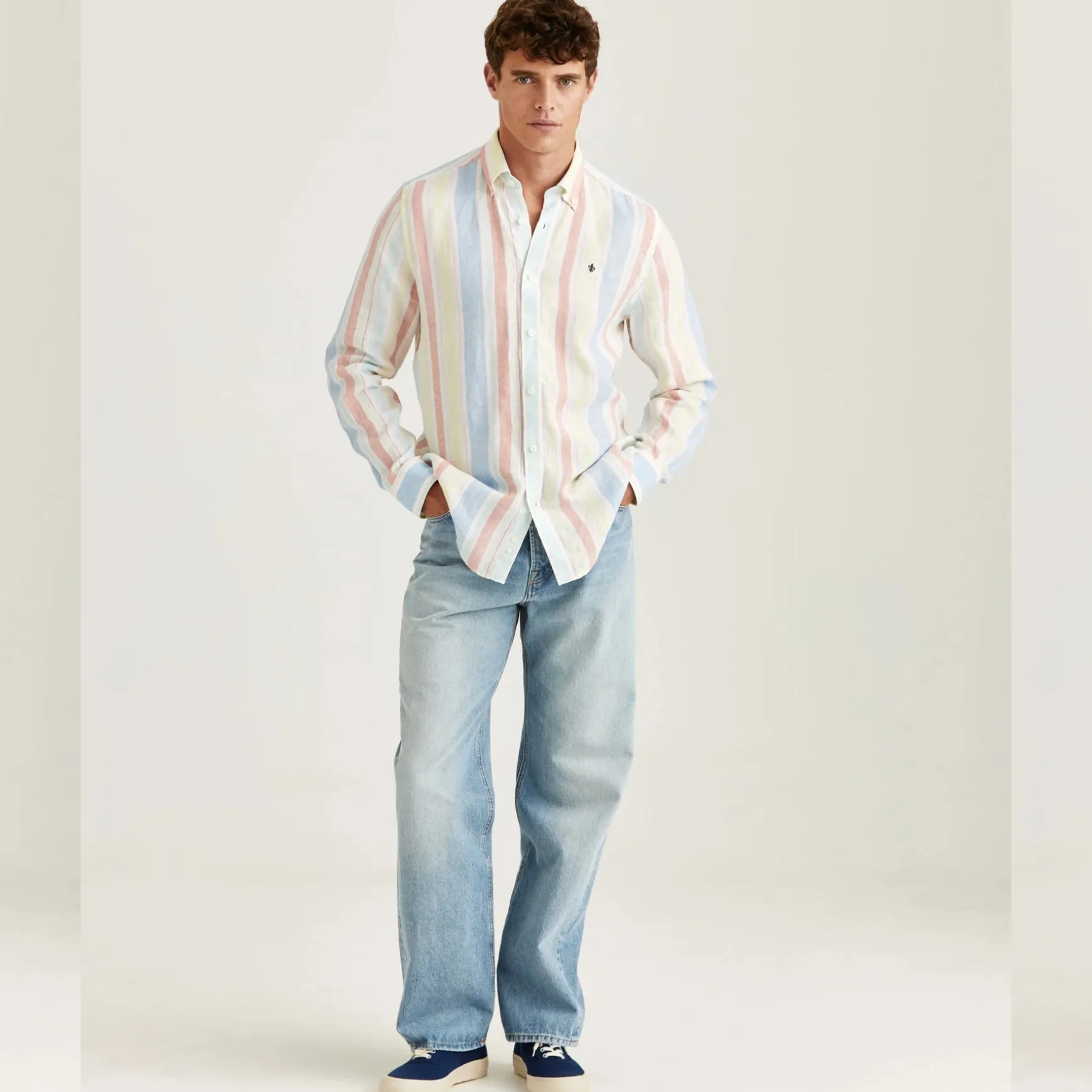 Happy Linen Stripe Shirt Yellow