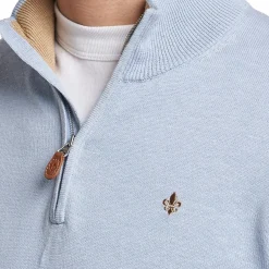 Harold Summer Cotton/Linen Halfzip Lyseblå