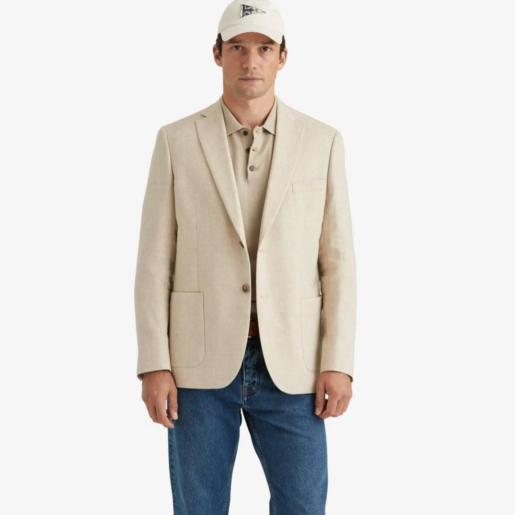 Hayes Herringbone Blazer Khaki