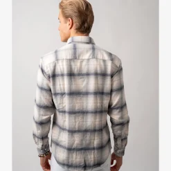 Heavy Flannel Check Overshirt Light Grey
