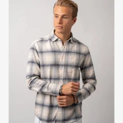 Heavy Flannel Check Overshirt Light Grey