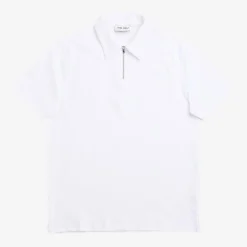 Jersey Zip Polo Short Sleeve White