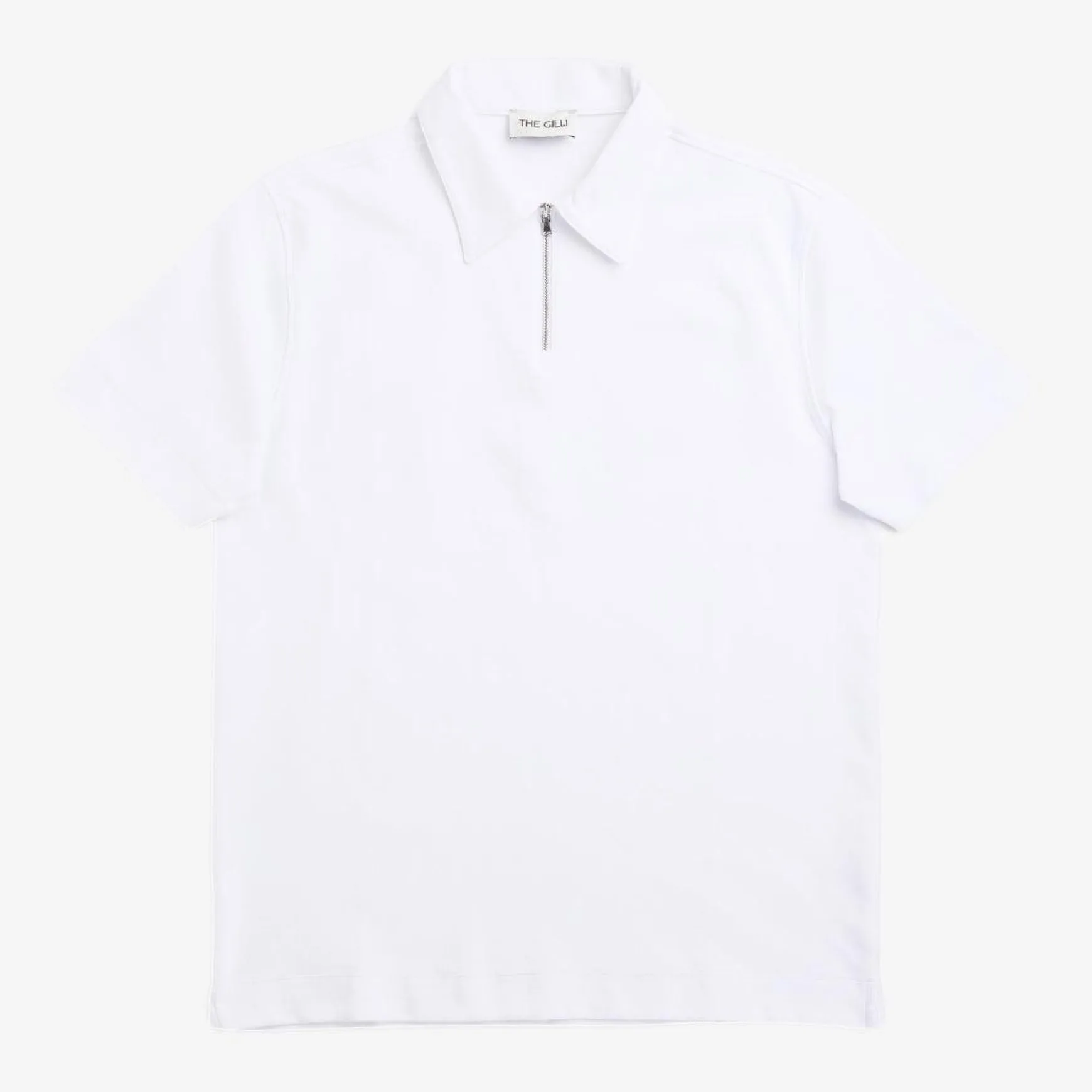 Jersey Zip Polo Short Sleeve White