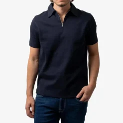 Jersey Zip Polo Short Sleeve Navy
