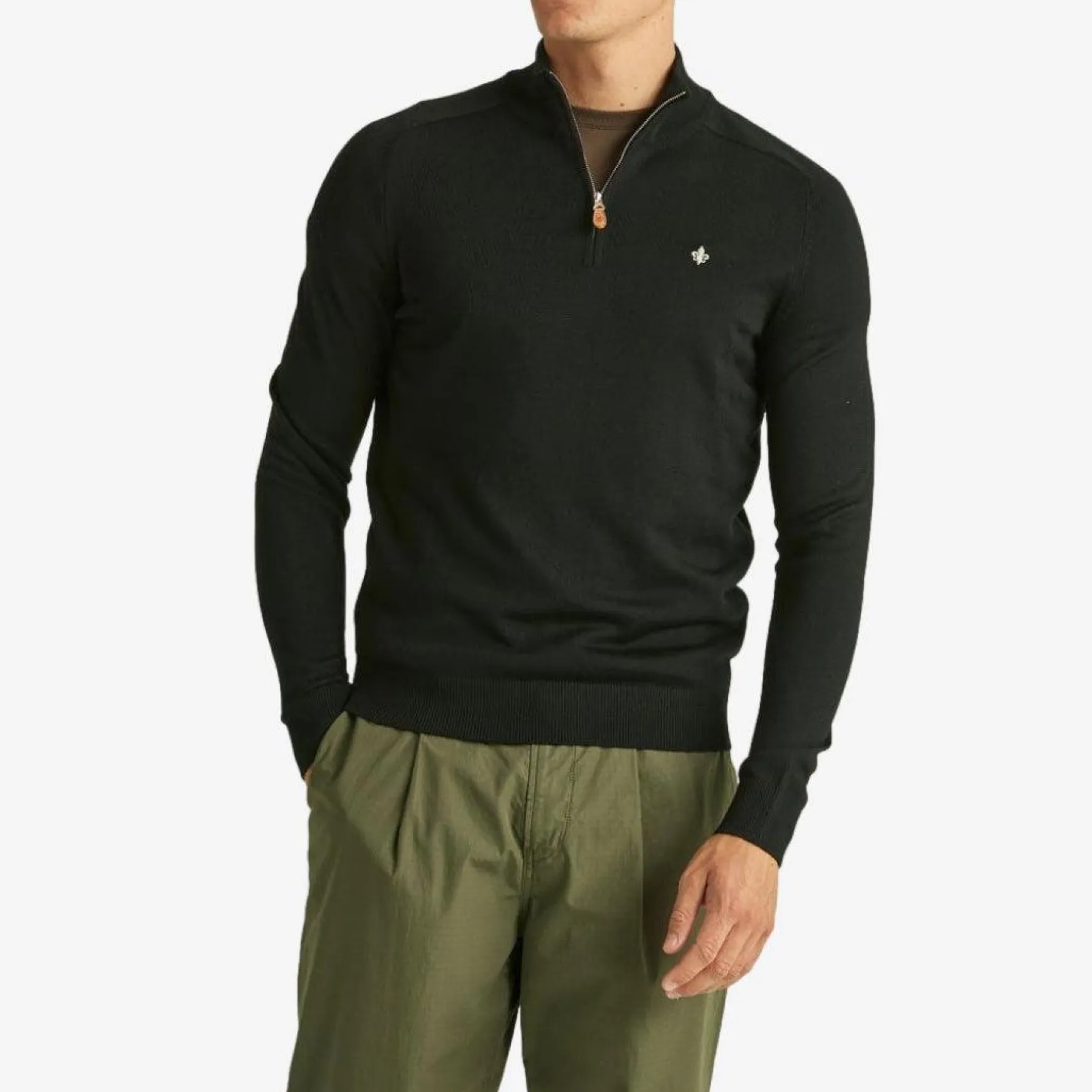 John Merino Half Zip Black