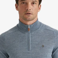 John Merino Half Zip Blue