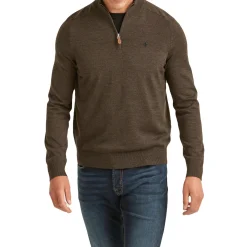 John Merino Half Zip Dark Brown