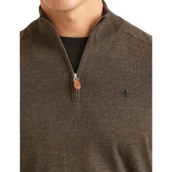 John Merino Half Zip Dark Brown