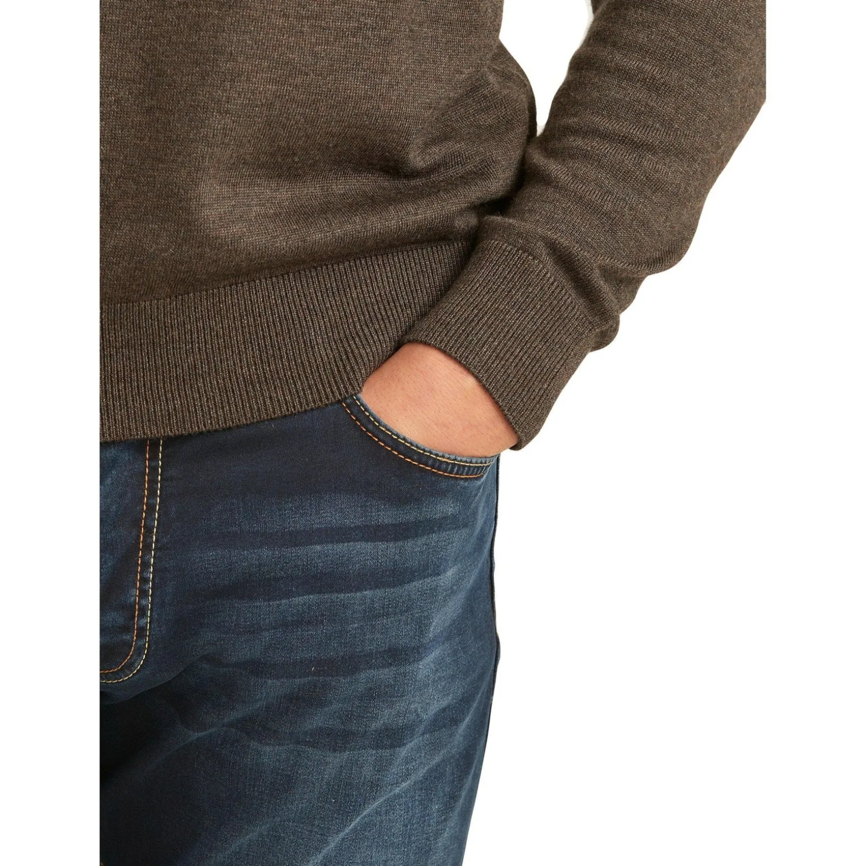 John Merino Half Zip Dark Brown