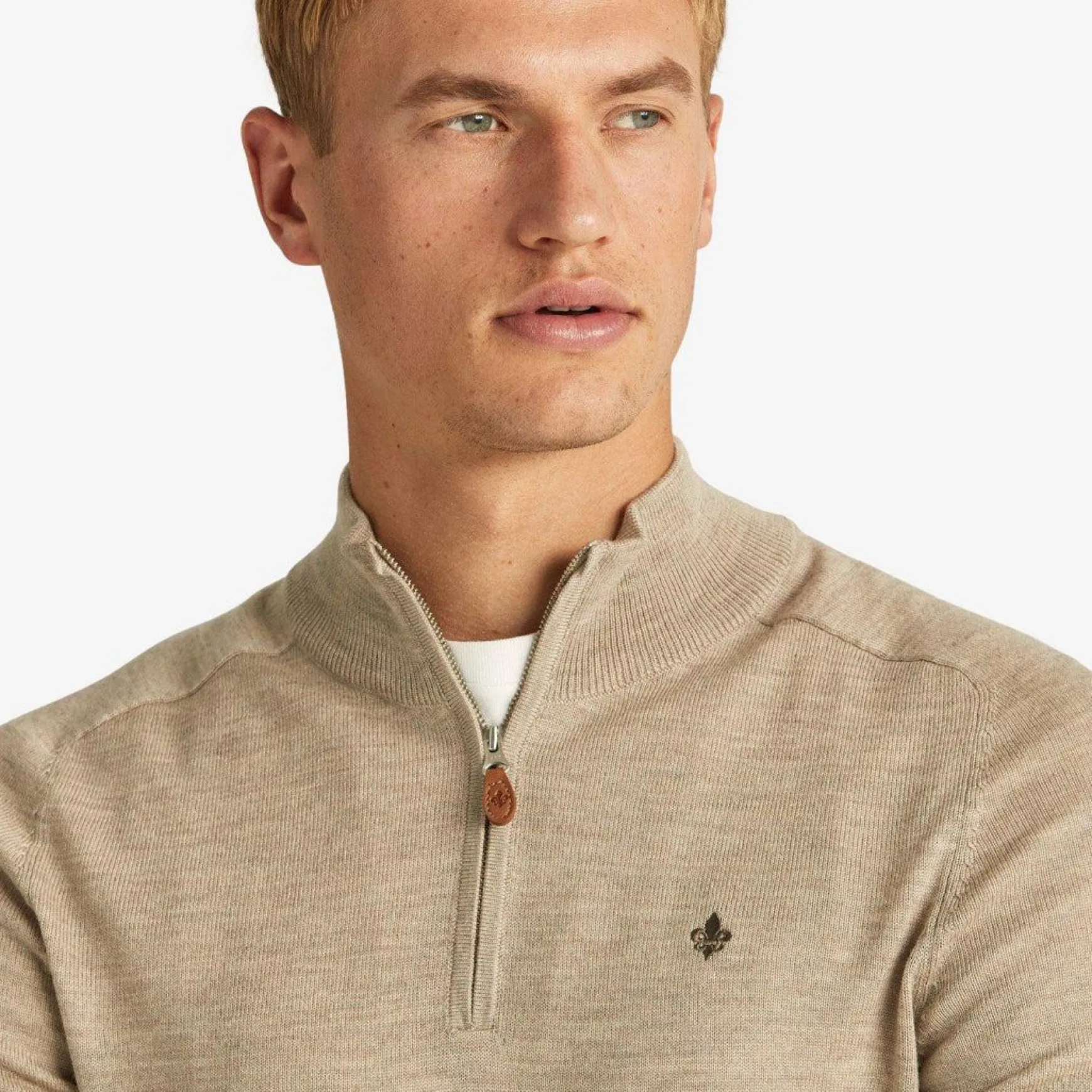 John Merino Half Zip Khaki