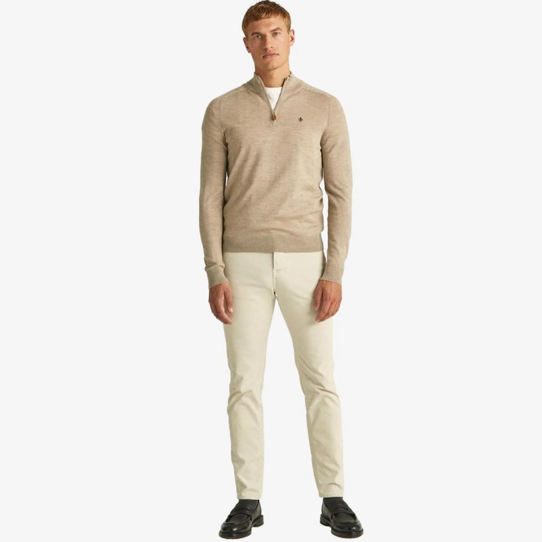 John Merino Half Zip Khaki