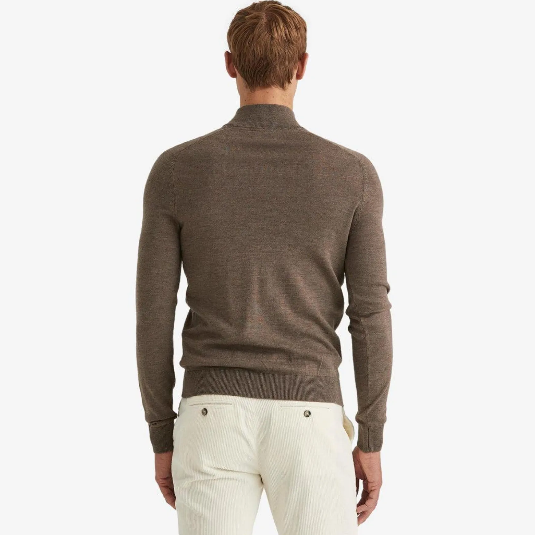 John Merino Half Zip Light Brown