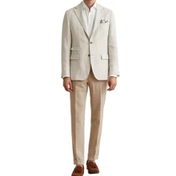 Keith Herringbone Linen Blazer Khaki