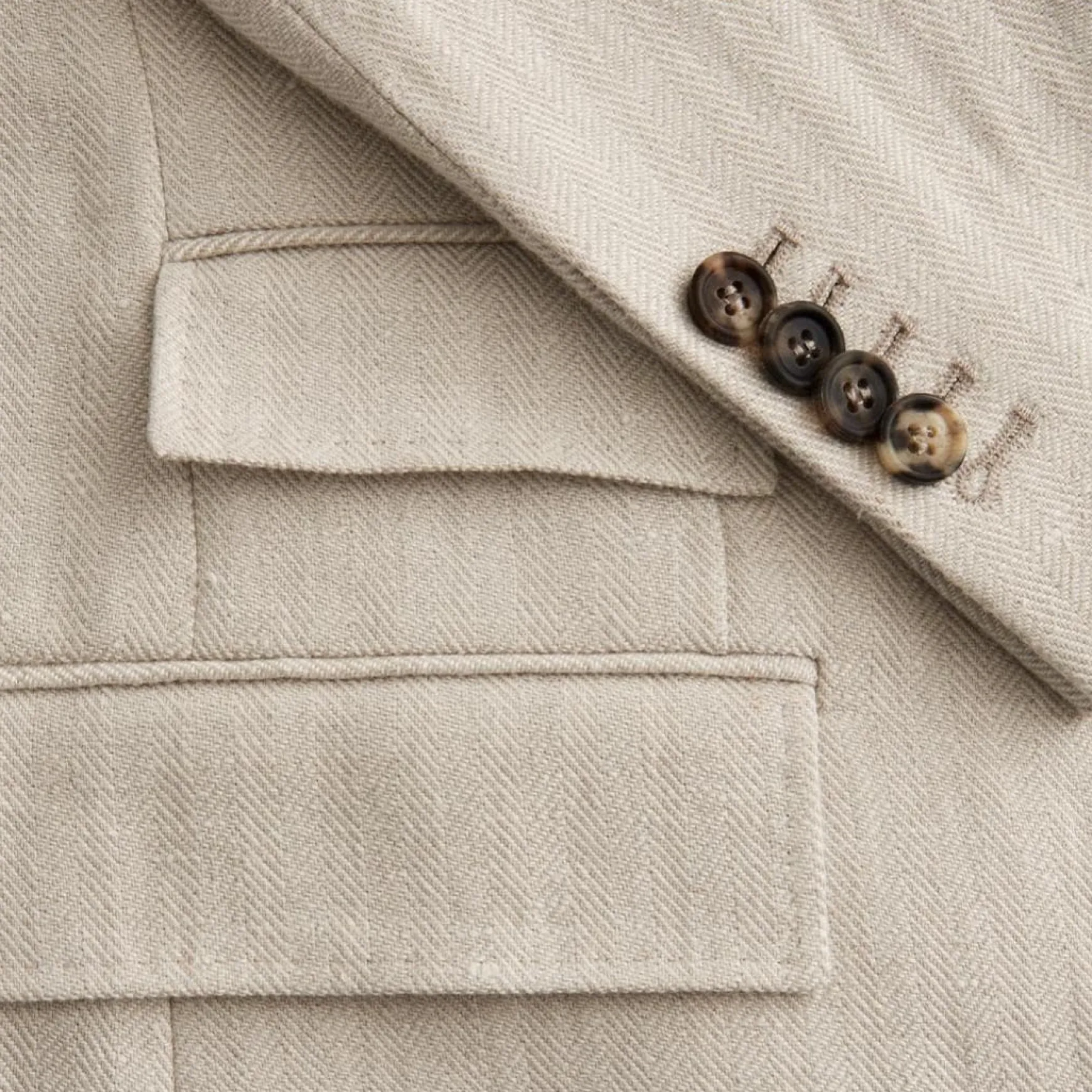 Keith Herringbone Linen Blazer Khaki