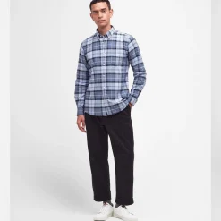 Lewis Tailored Checked Cotton Shirt Blue