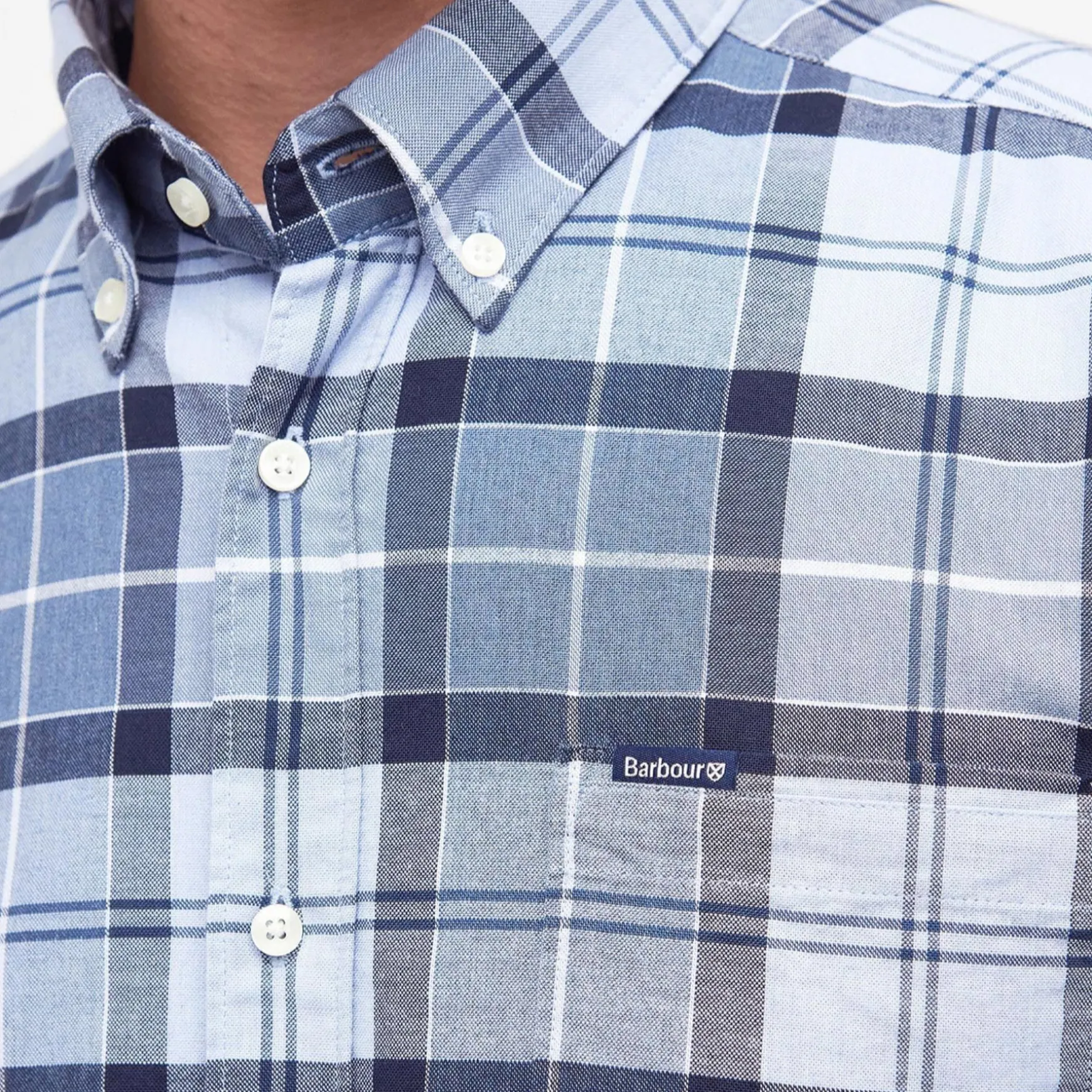 Lewis Tailored Checked Cotton Shirt Blue