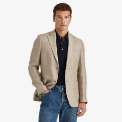 Linen Herringbone Jacket Khaki