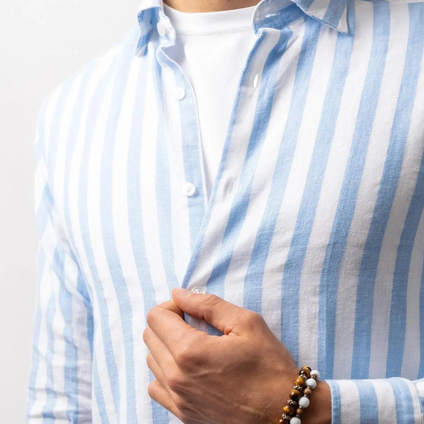 Luca Linen Shirt Stripe Blue