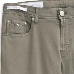 Michelangelo 5-pocket Bull Cotton Trousers Aloe