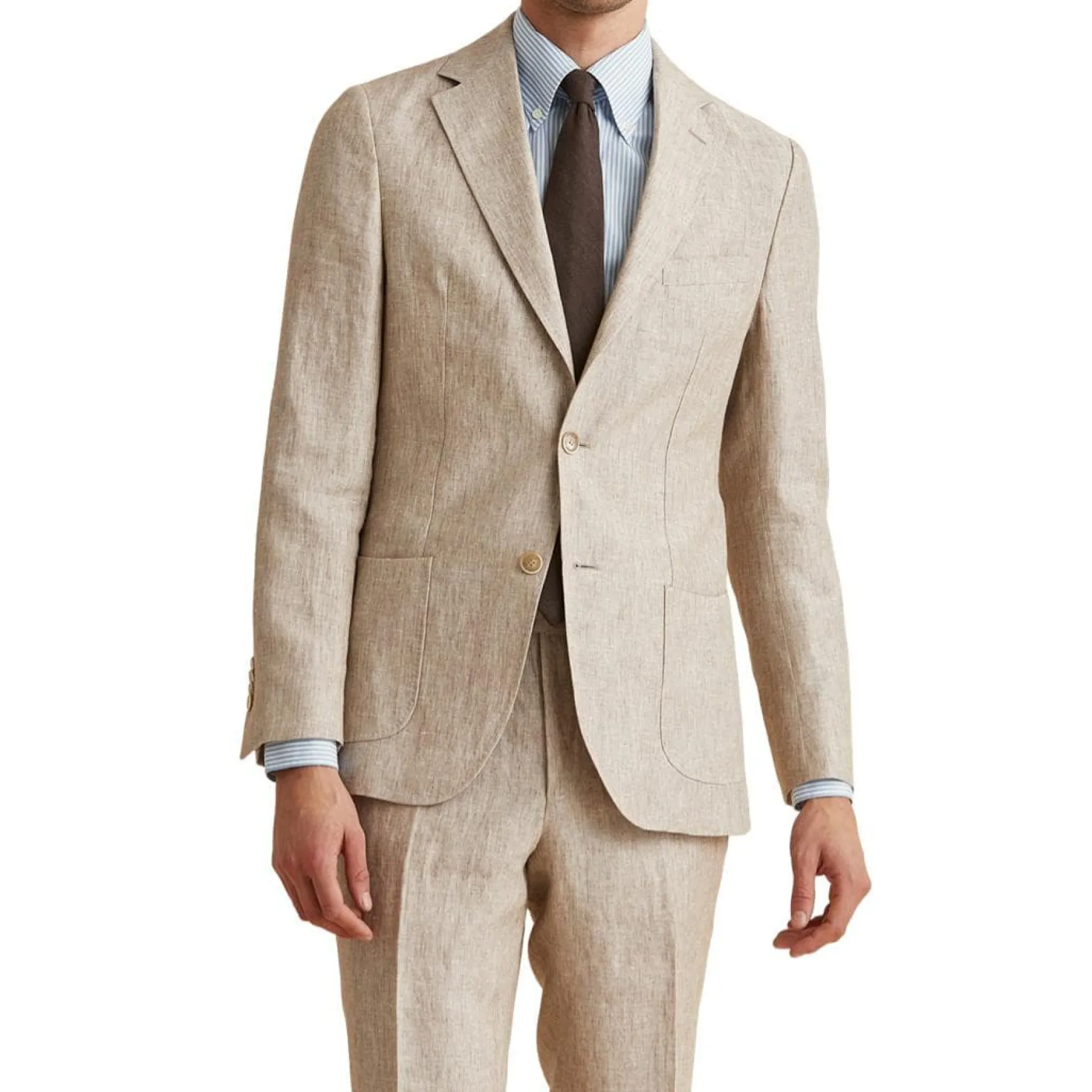 Mike Linen Suit Jacket Khaki