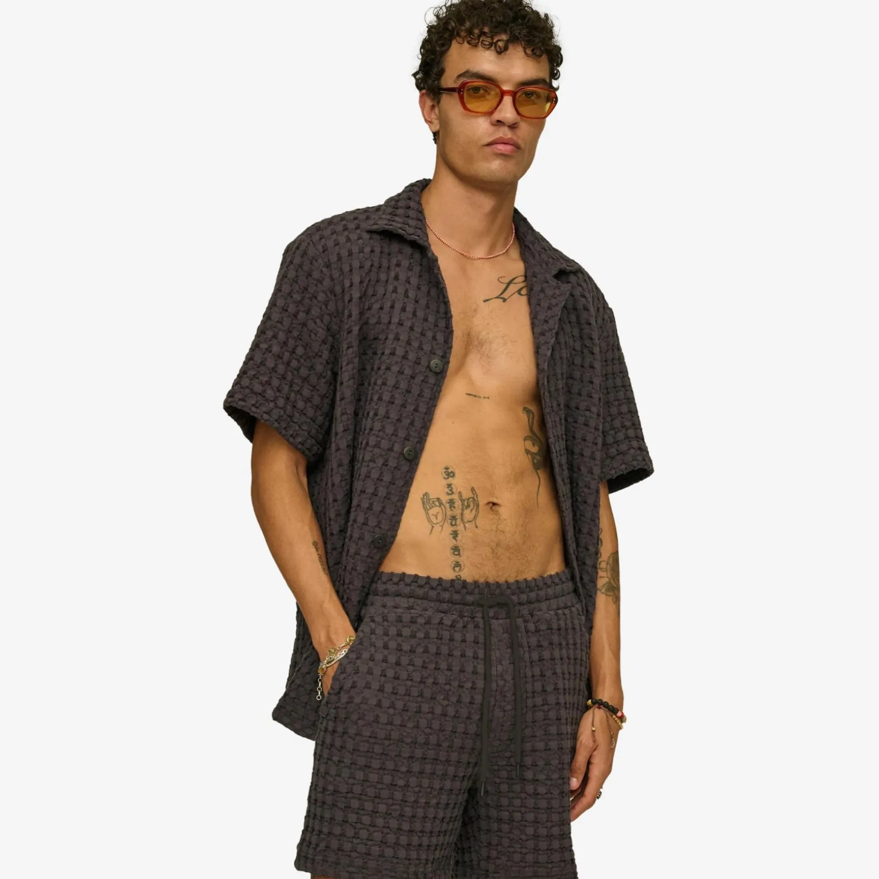 Porto Waffle Shorts Nearly Black