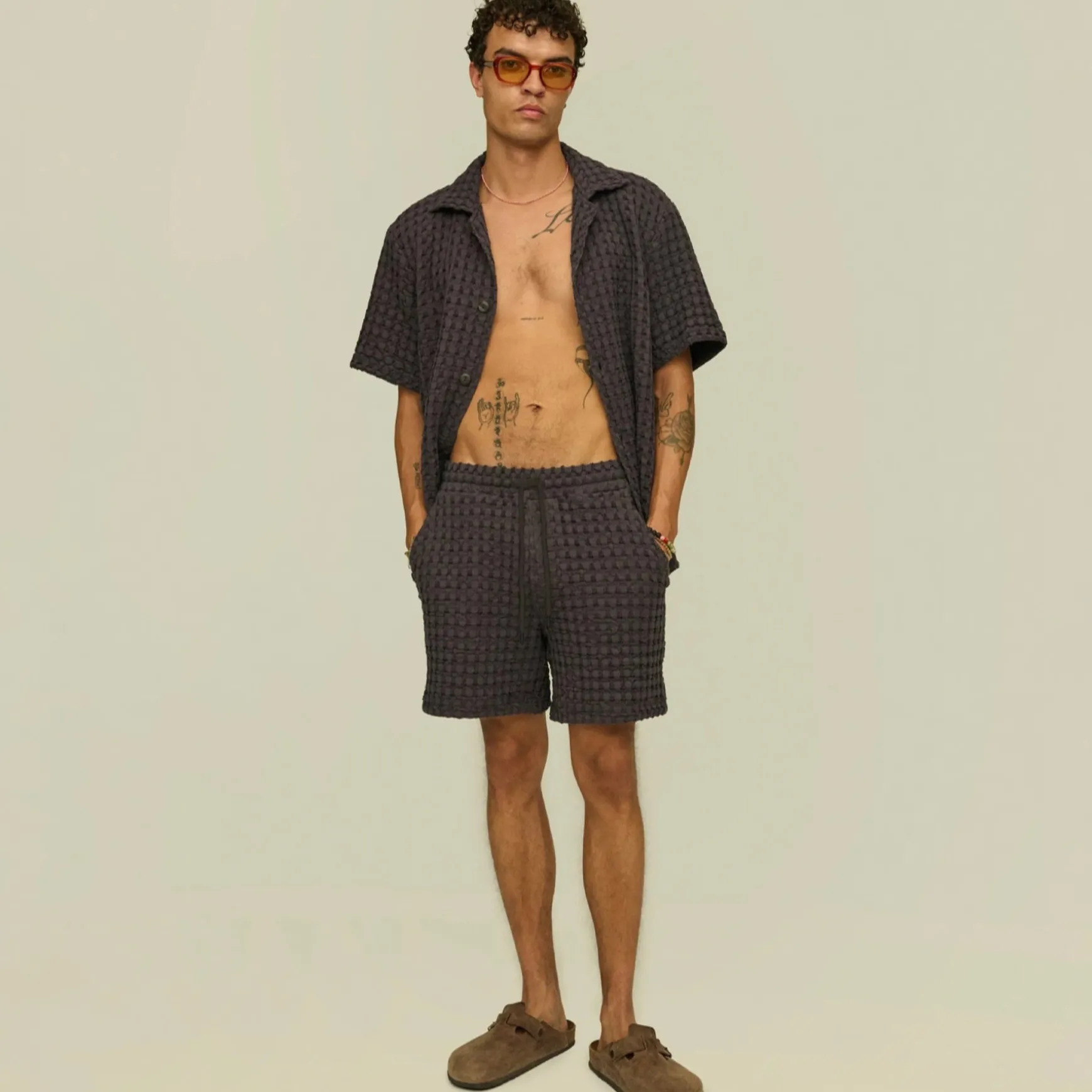 Porto Waffle Shorts Nearly Black