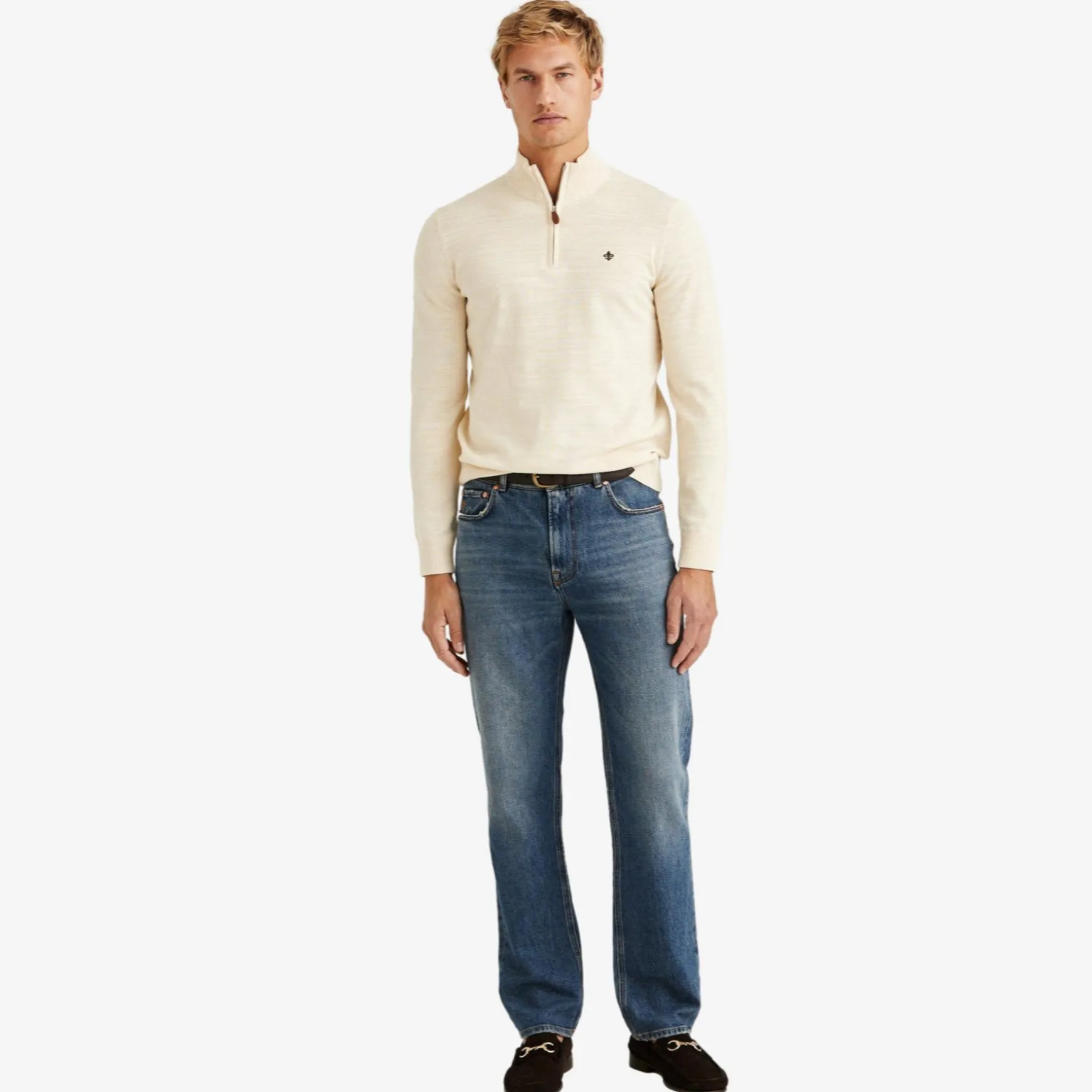 Randall Cotton Half Zip Offwhite