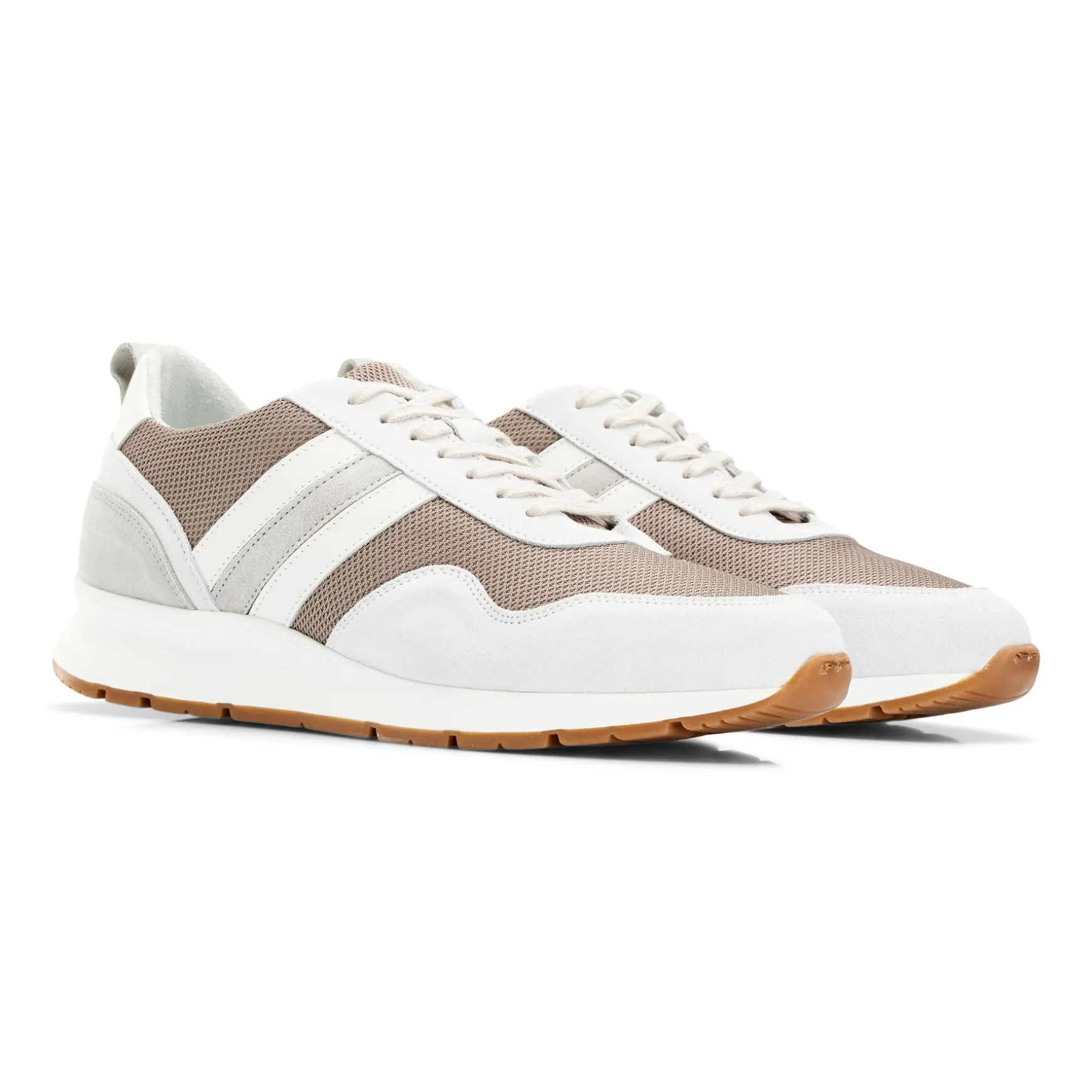 Runner Sneaker Suede Mesh Brown/White