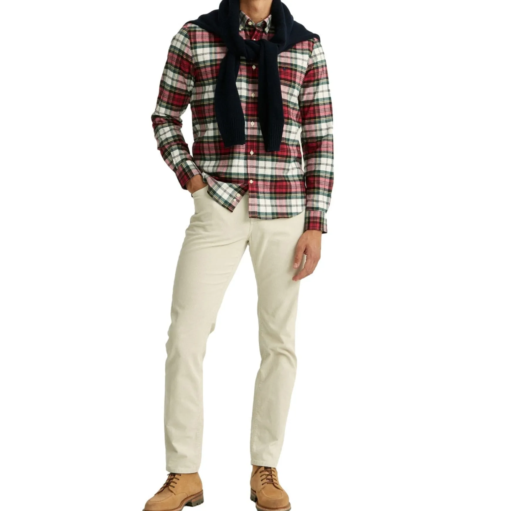 Smedley Flannel Shirt Offwhite/Red