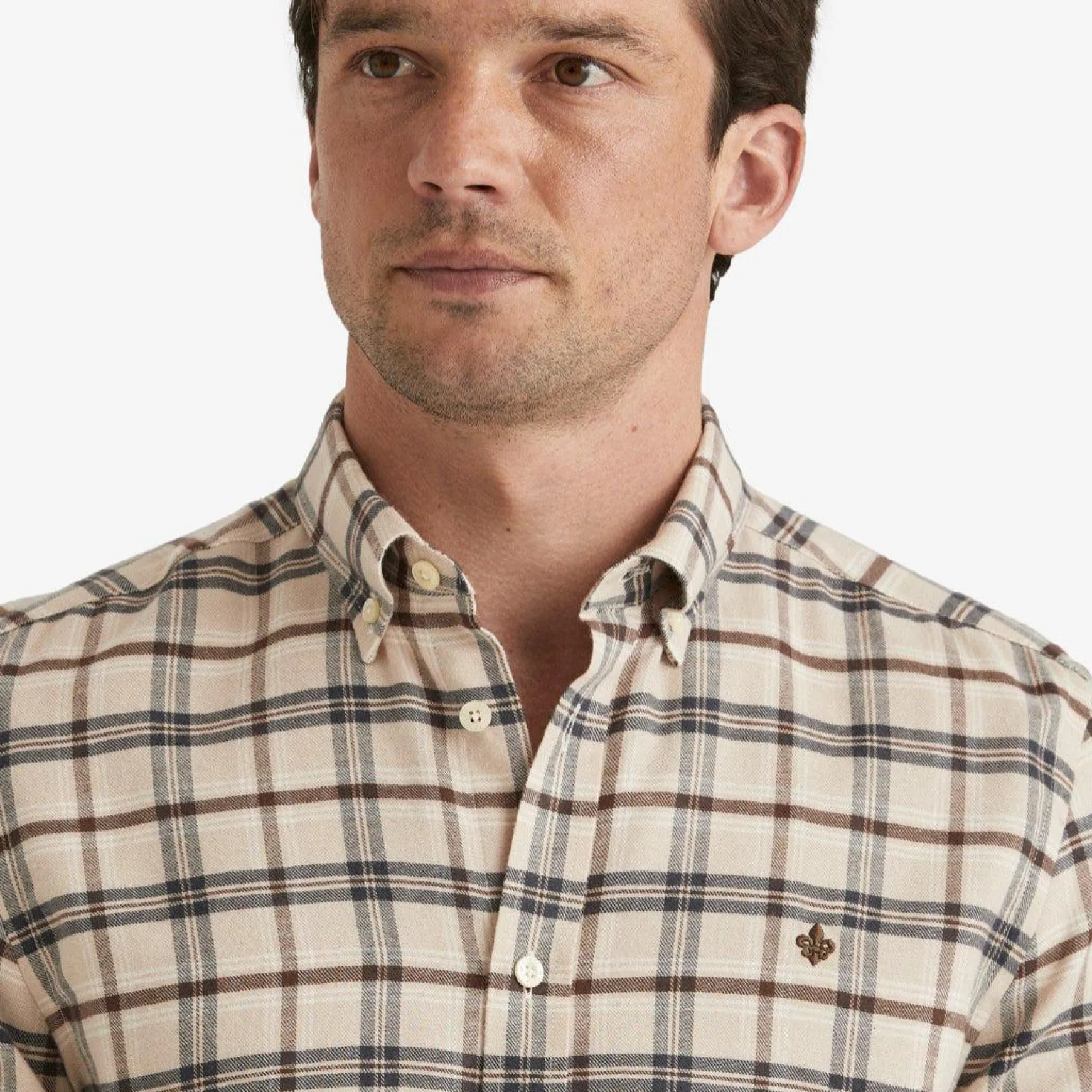 Soft Check Flannel Shirt Camel